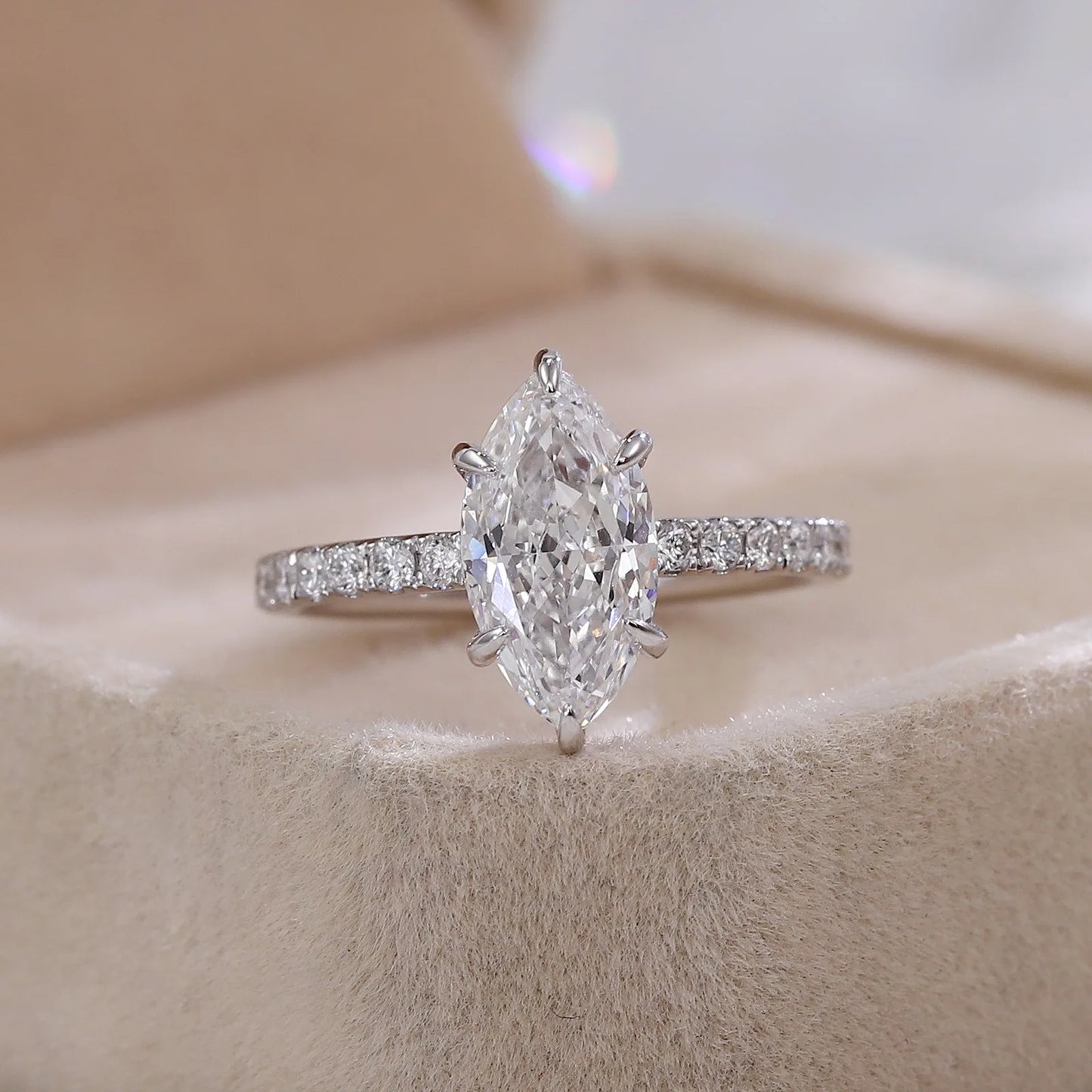 Premium Lab Grown Horse Eye Shape Diamond Ring For Women