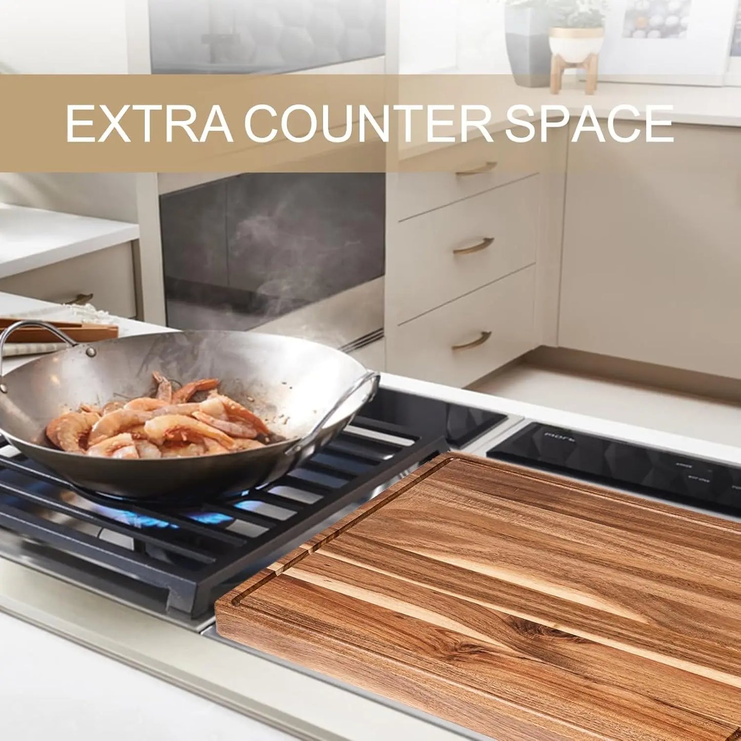 TWISTER.CK Wood Cutting Board With Juice Groove And Reversible Design