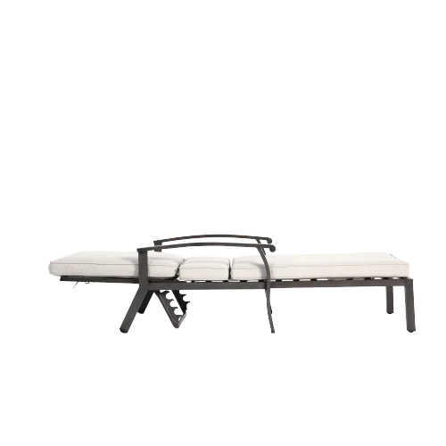 Outdoor Poolside Lounge Chair With Adjustable Backrest And Metal Frame