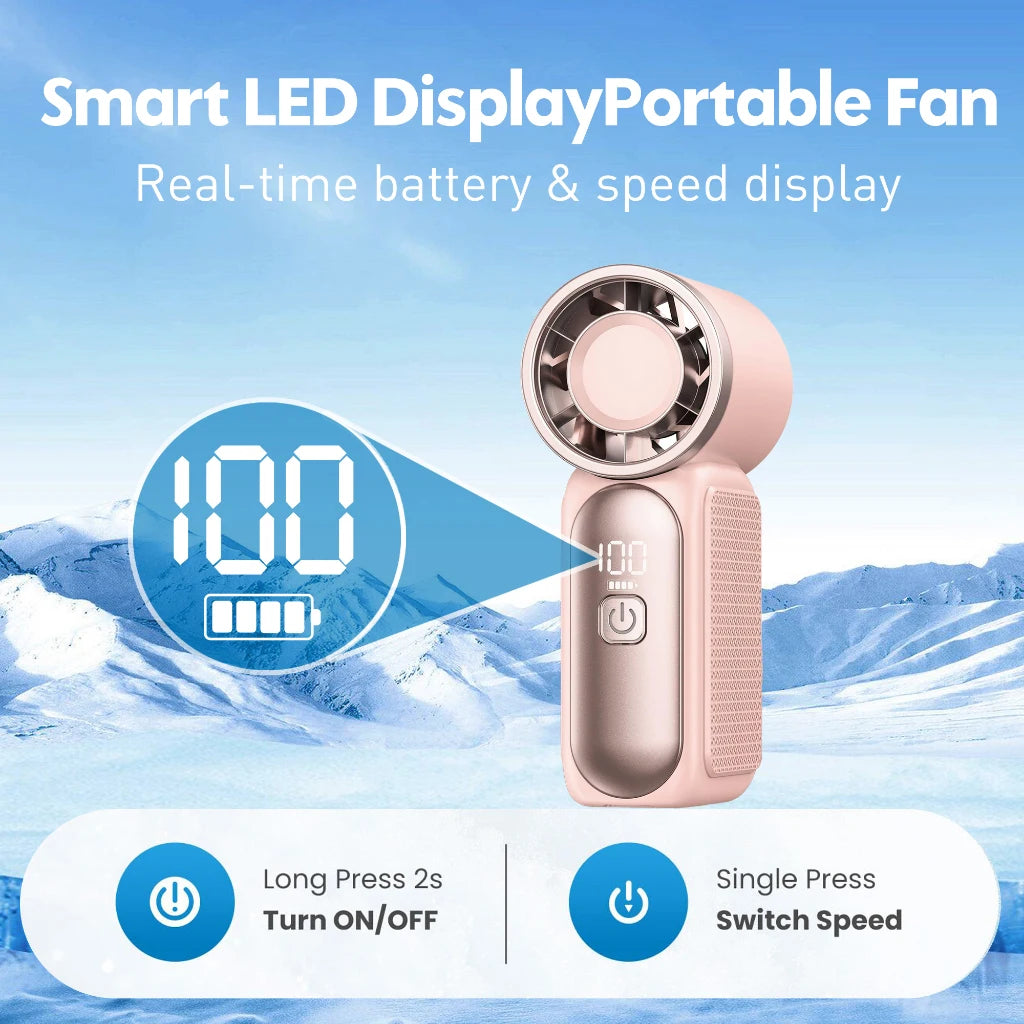Mini Handheld Fan 3600mAh Portable Turbo Pocket For Outdoor Travel
