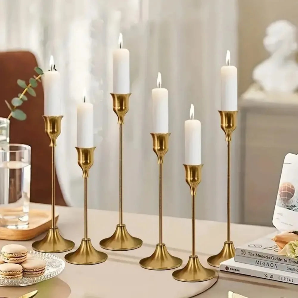 Romantic Metal Taper Candle Holders Set For European Style Decor
