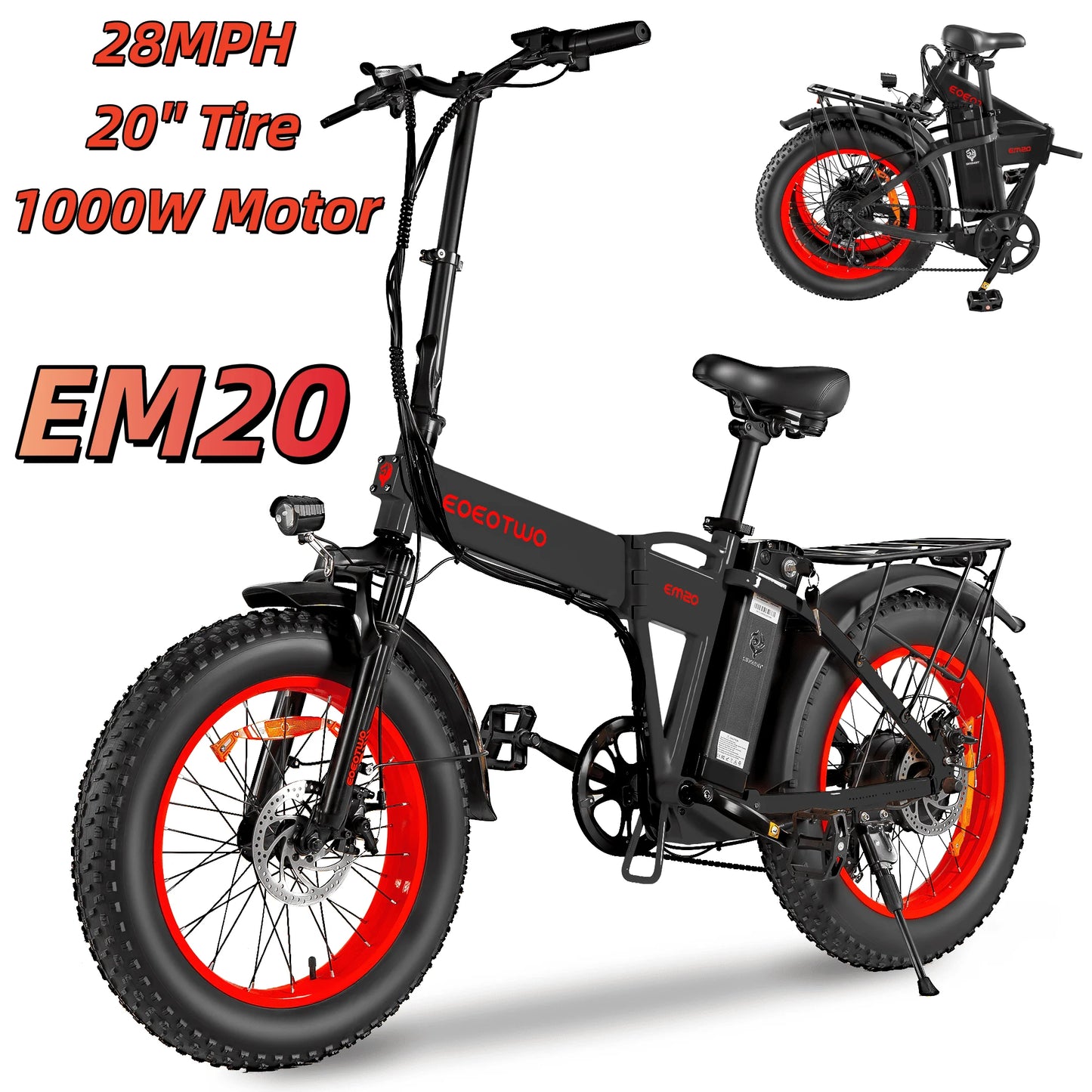 EOEOTWO 1500W Fat Tire Electric Bike With 48V Battery