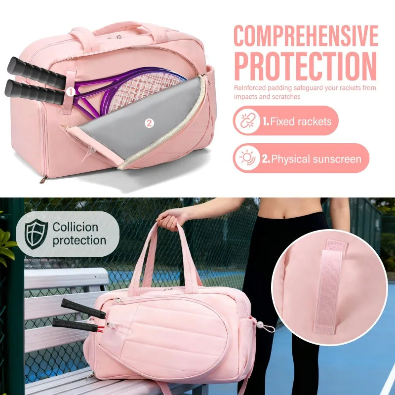 Tennis Gym Bag Backpack Holds 2 Rackets With Shoe Compartment