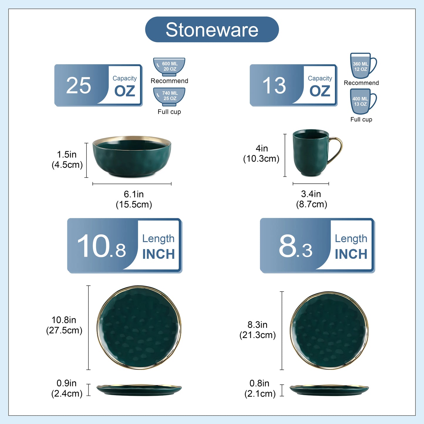 MALACASA Porcelain Dinnerware Set With Gold Trim Ceramic Tableware