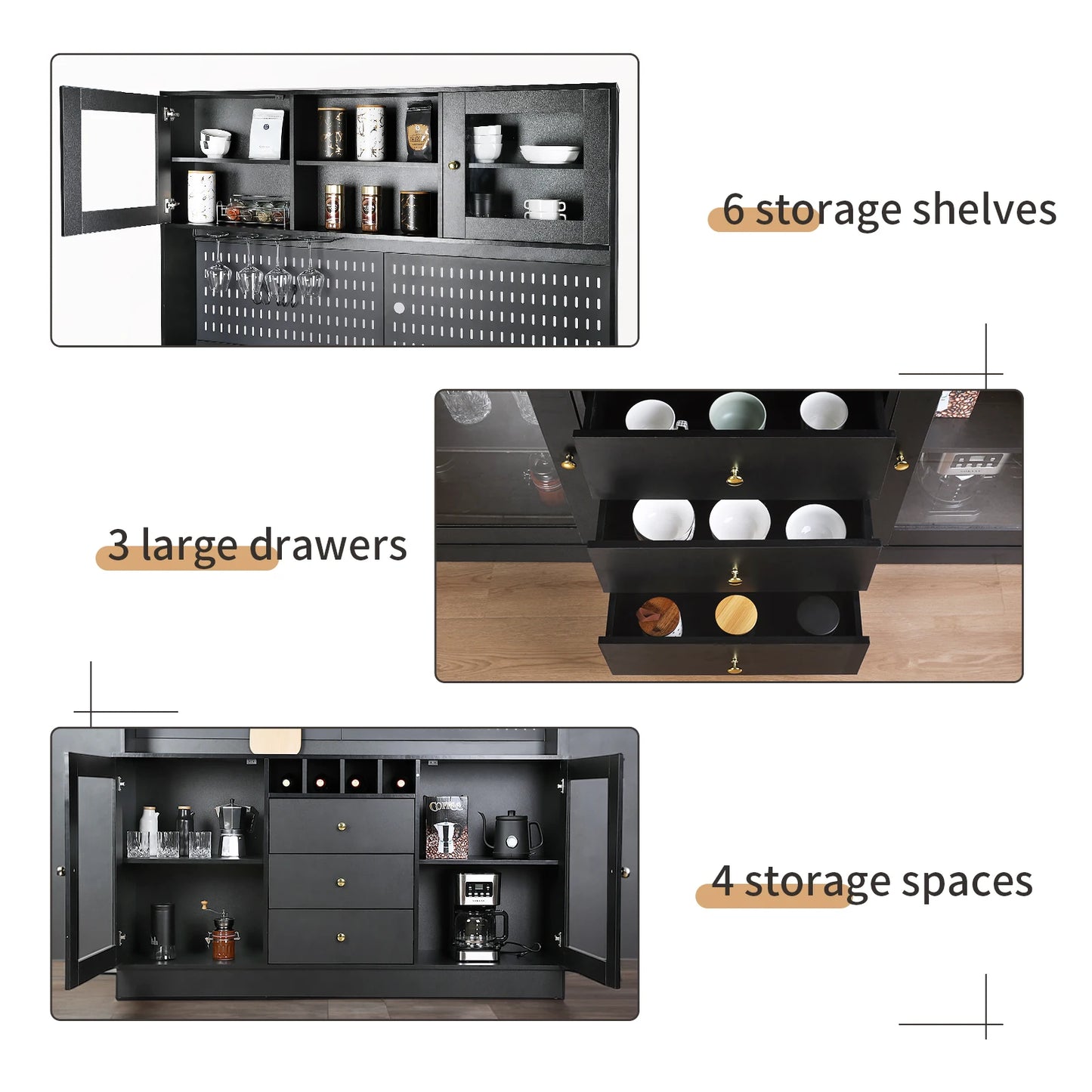 VOWNER Pantry Cabinet Freestanding Kitchen Storage Buffet Hutch