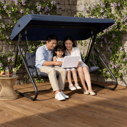 HiMISS 3-Seat Convertible Outdoor Swing Bed With Canopy