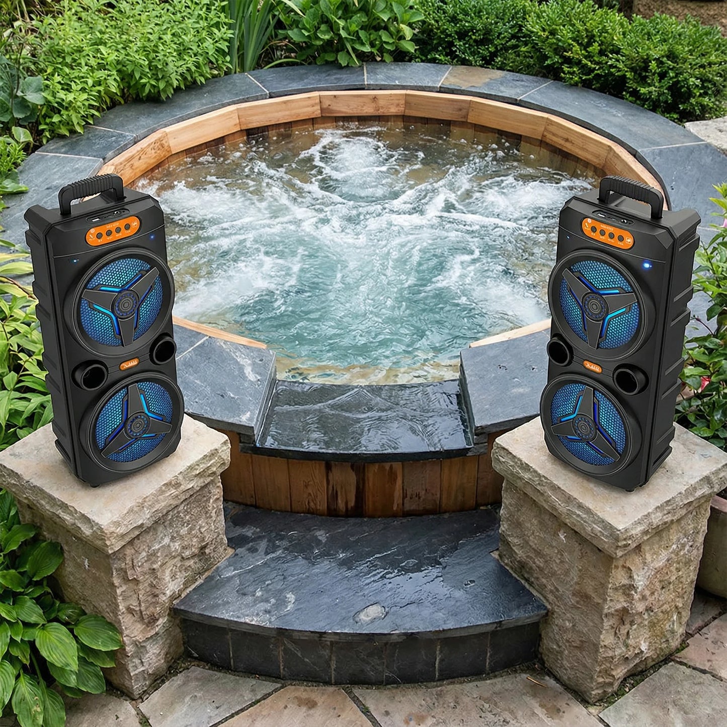 Portable Outdoor Speaker With Wireless Microphone And FM Radio