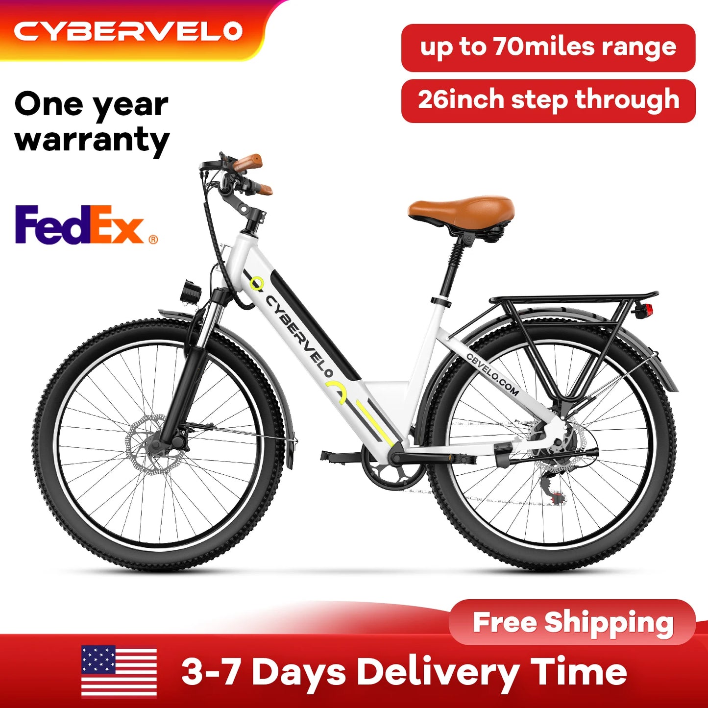 CYBERVELO EK2 Urban Commute Ebike 48V 1000W Peak Motor