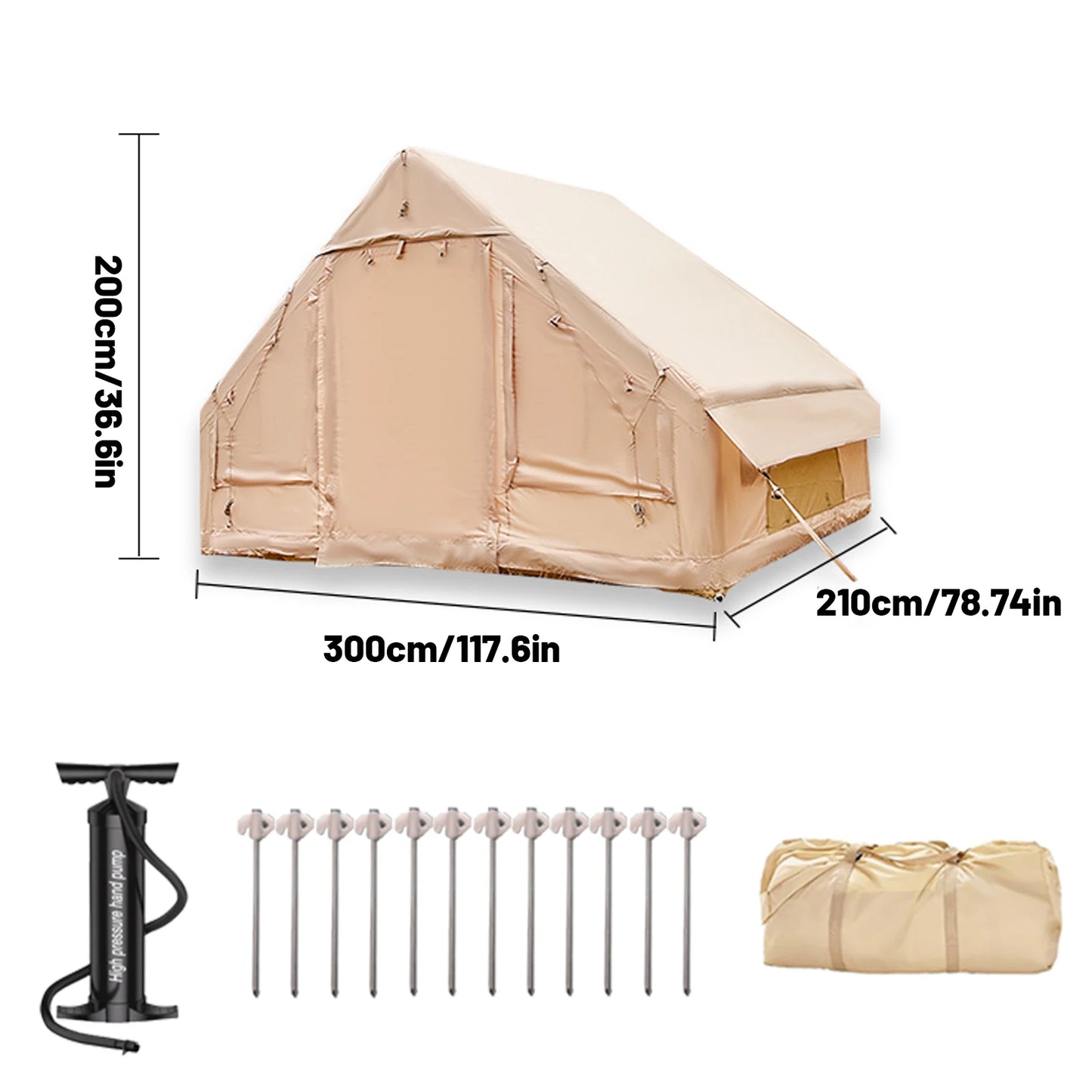 Pakicetus Inflatable Camping Tent With Easy Setup Waterproof Windproof Self-Supporting