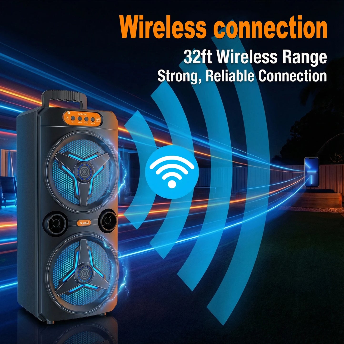 Portable Outdoor Speaker With Wireless Microphone And FM Radio