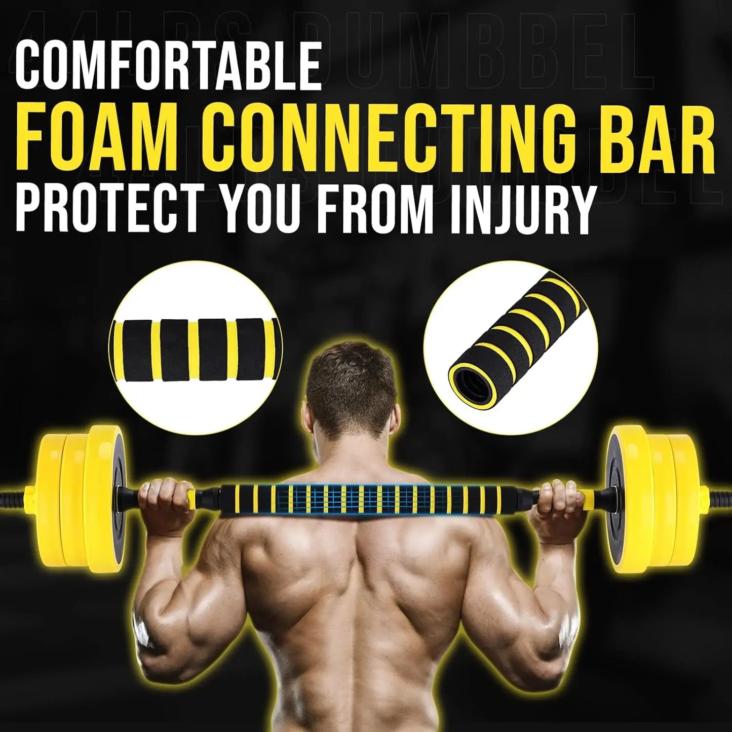 HiMISS 2In1 Adjustable Dumbbell Barbell Set For Home Gym