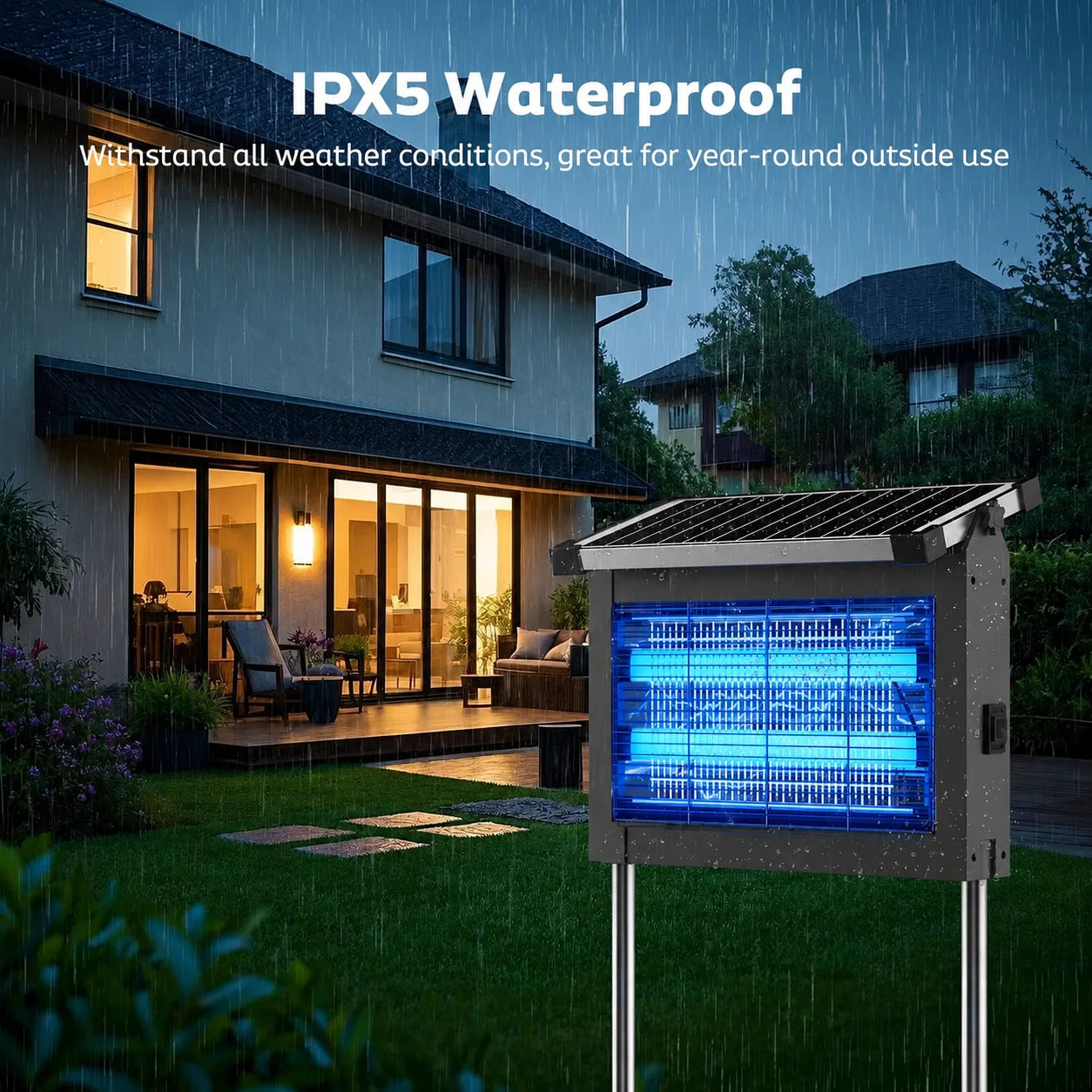 Solar Bug Zapper Outdoor 4500V Mosquito Killer Rechargeable