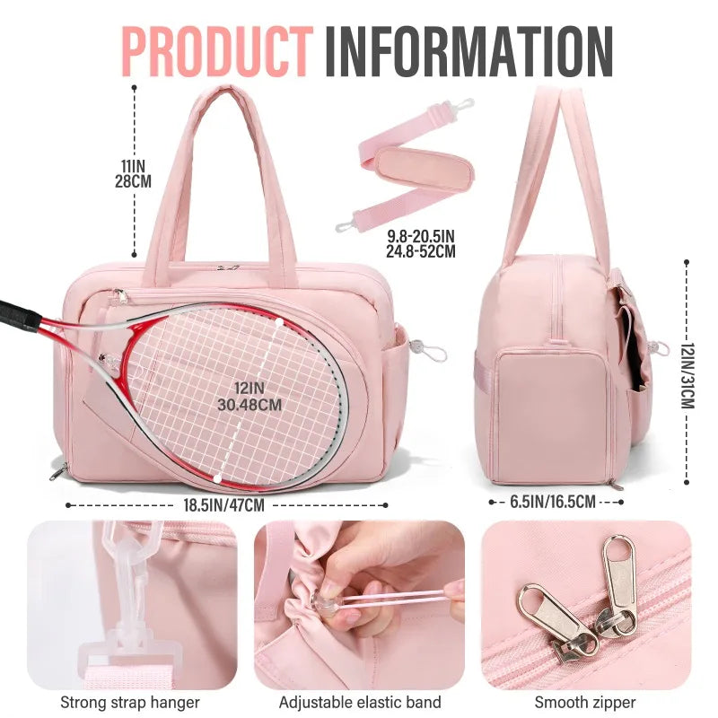 Tennis Gym Bag Backpack Holds 2 Rackets With Shoe Compartment