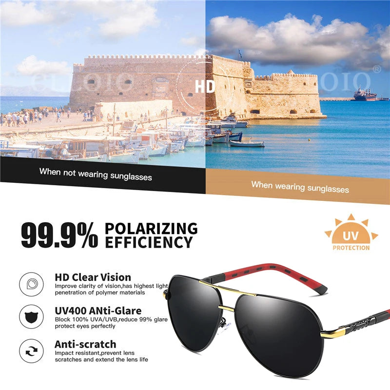 CLLOIO Men Aluminum Polarized Sunglasses Driving Glasses