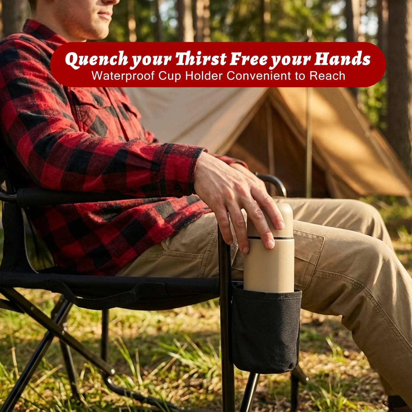 JHK Outdoor Folding Camping Chair With Mesh Back Armrests Waterproof