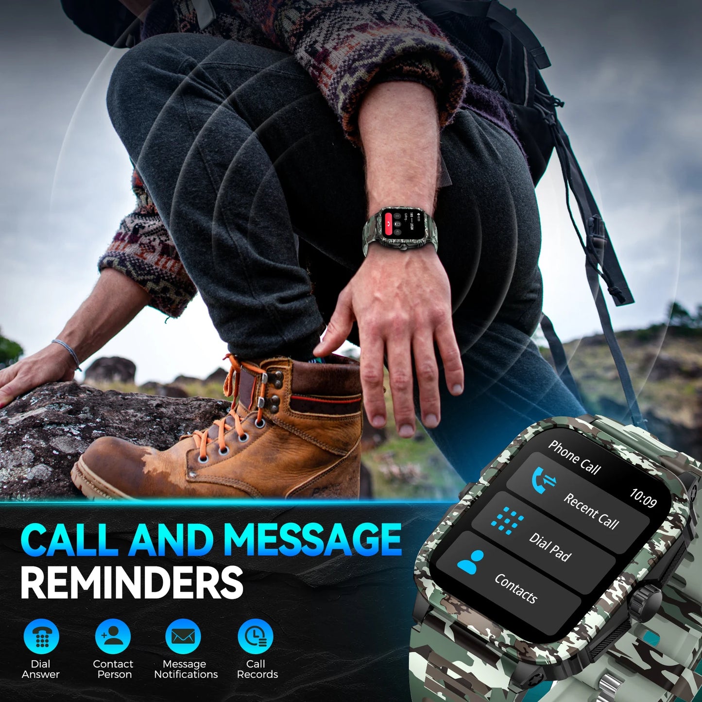 LaNikar Smart Watch 3ATM Waterproof Men Fitness Tracker
