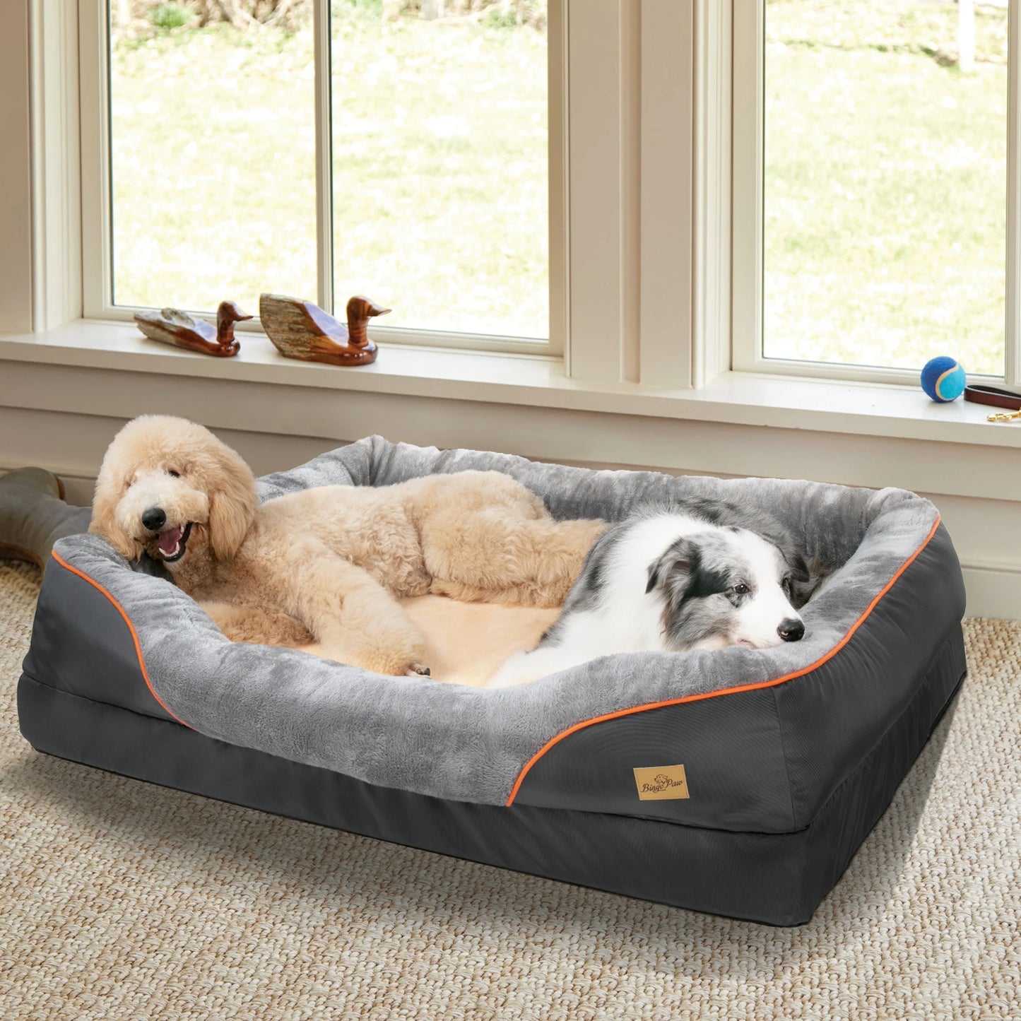 BINGOPAWCN Anti Allergy Warm Fleece Dog Bed Waterproof Removable Cover