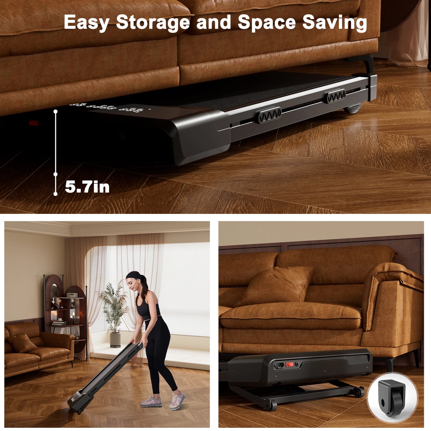 Superun 3.0HP Under Desk Treadmill With Adjustable Incline Speed 1To6KMH