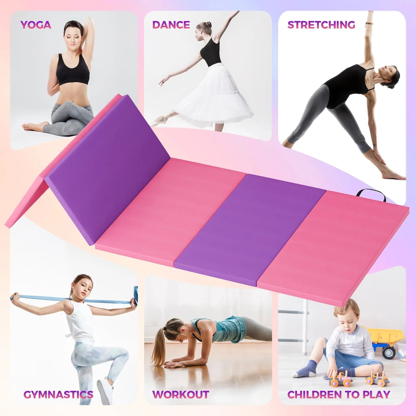 HiMISS Gymnastics Mat 4 To 5 Fold Thick Portable Pad