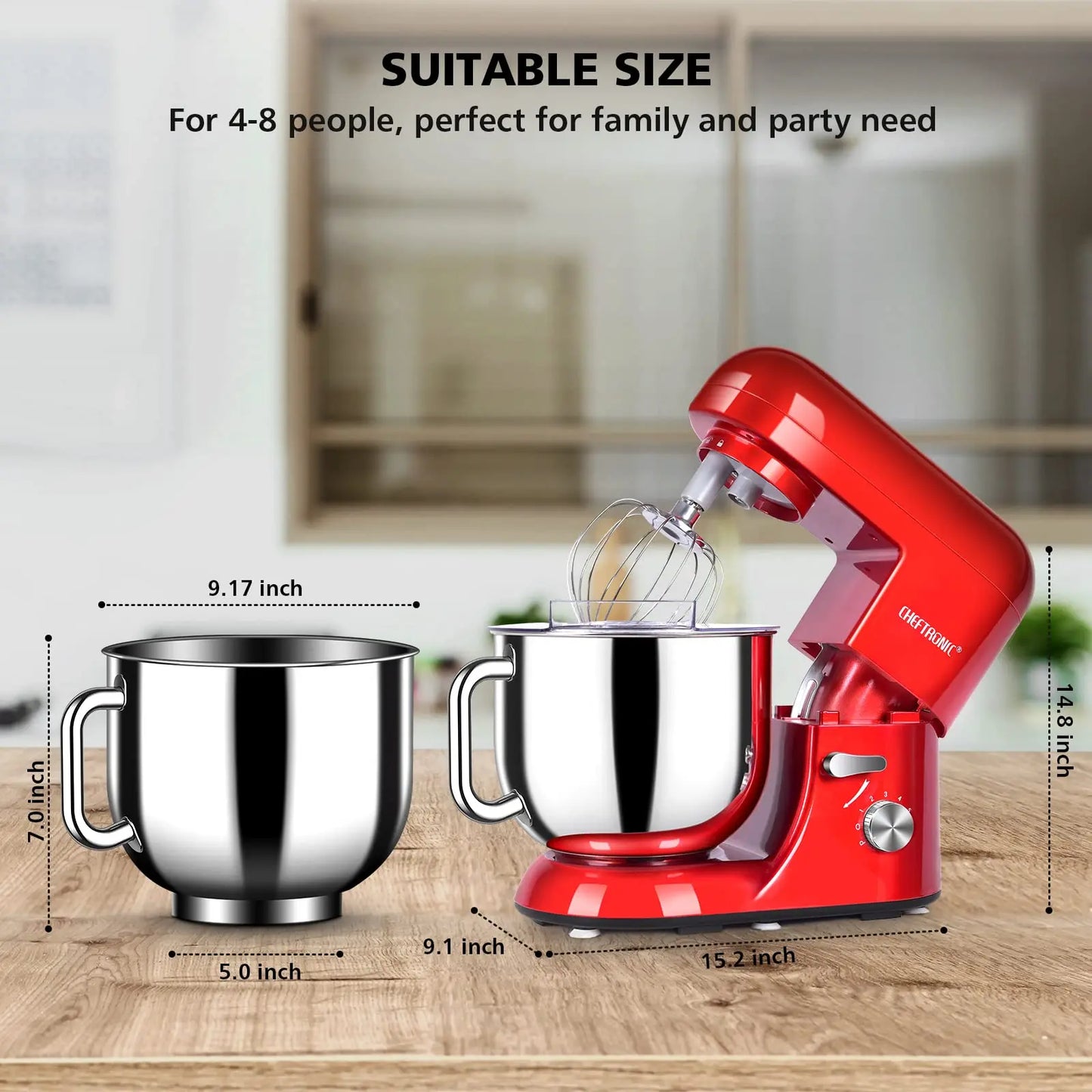 Cheftronic Stand Mixer Tilt Head 650W Six Speed US Plug