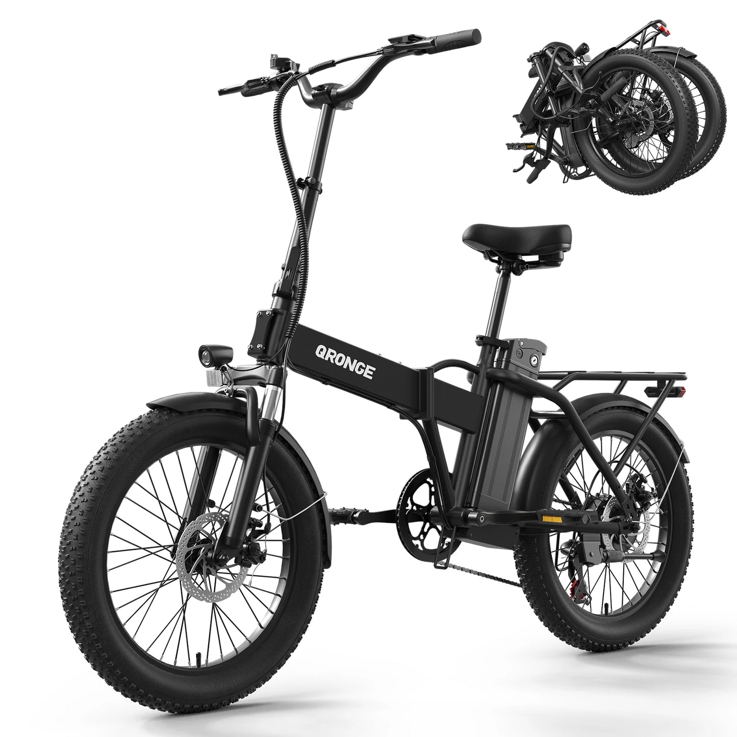 QRONGE Waterfall Folding Electric Bike 1000W Peak 48V