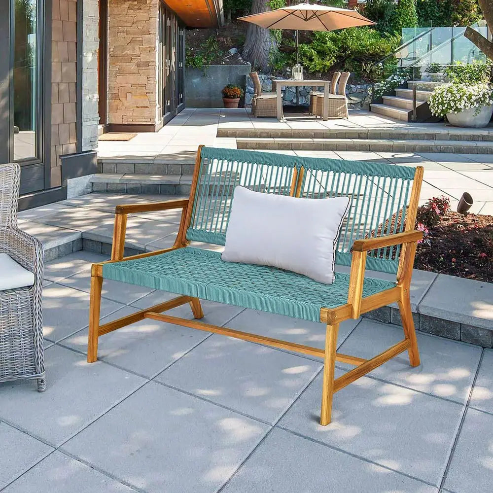 XMSJ Patio Acacia Wood Bench Loveseat