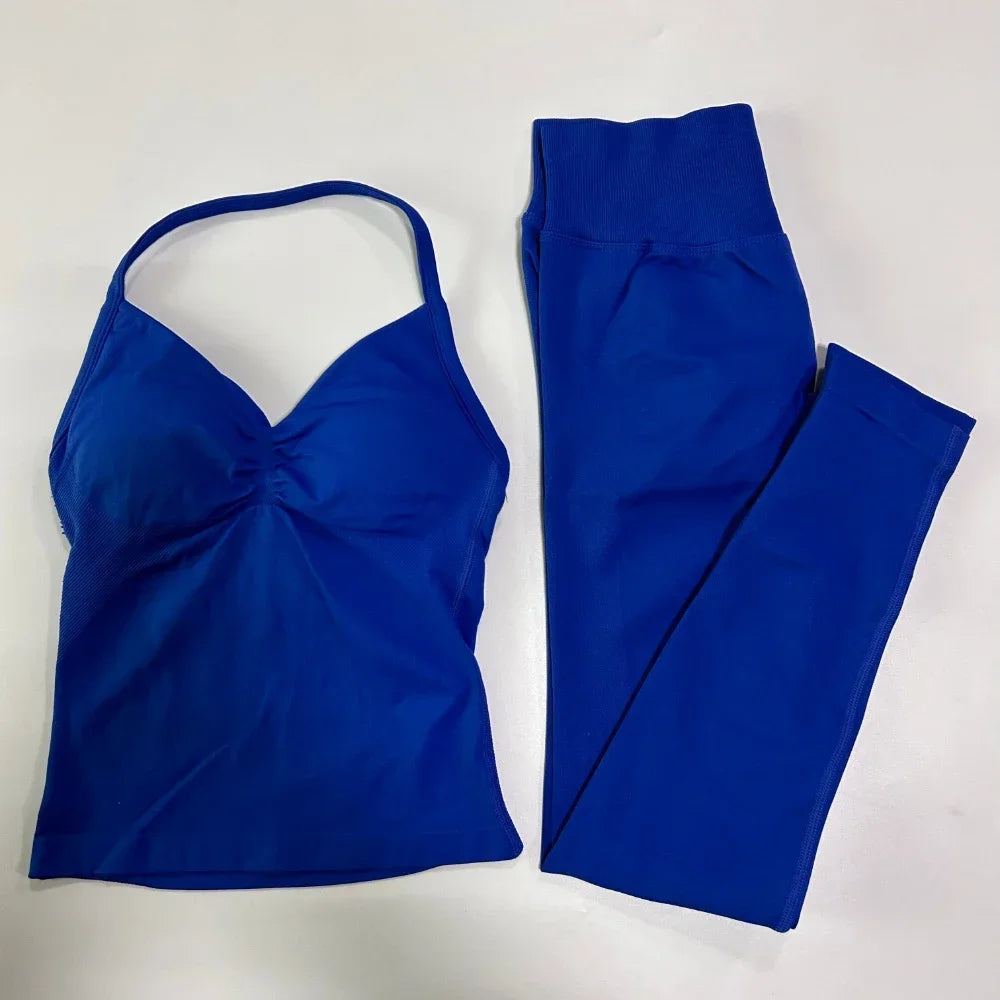 Seamless Gym Set For Women With Tank Top And High Waist Leggings