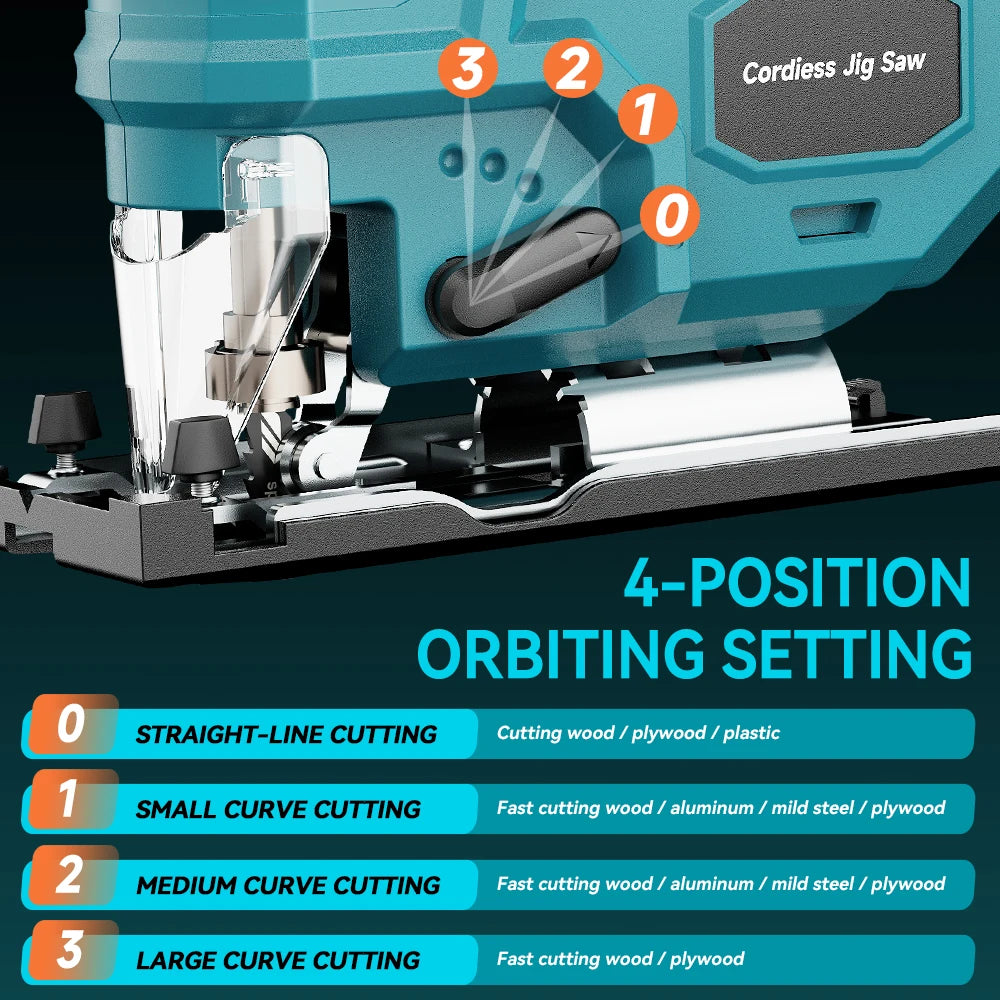 YEARTOP 7-Speed Brushless Cordless Jigsaw For Wood Cutting Makita 18V
