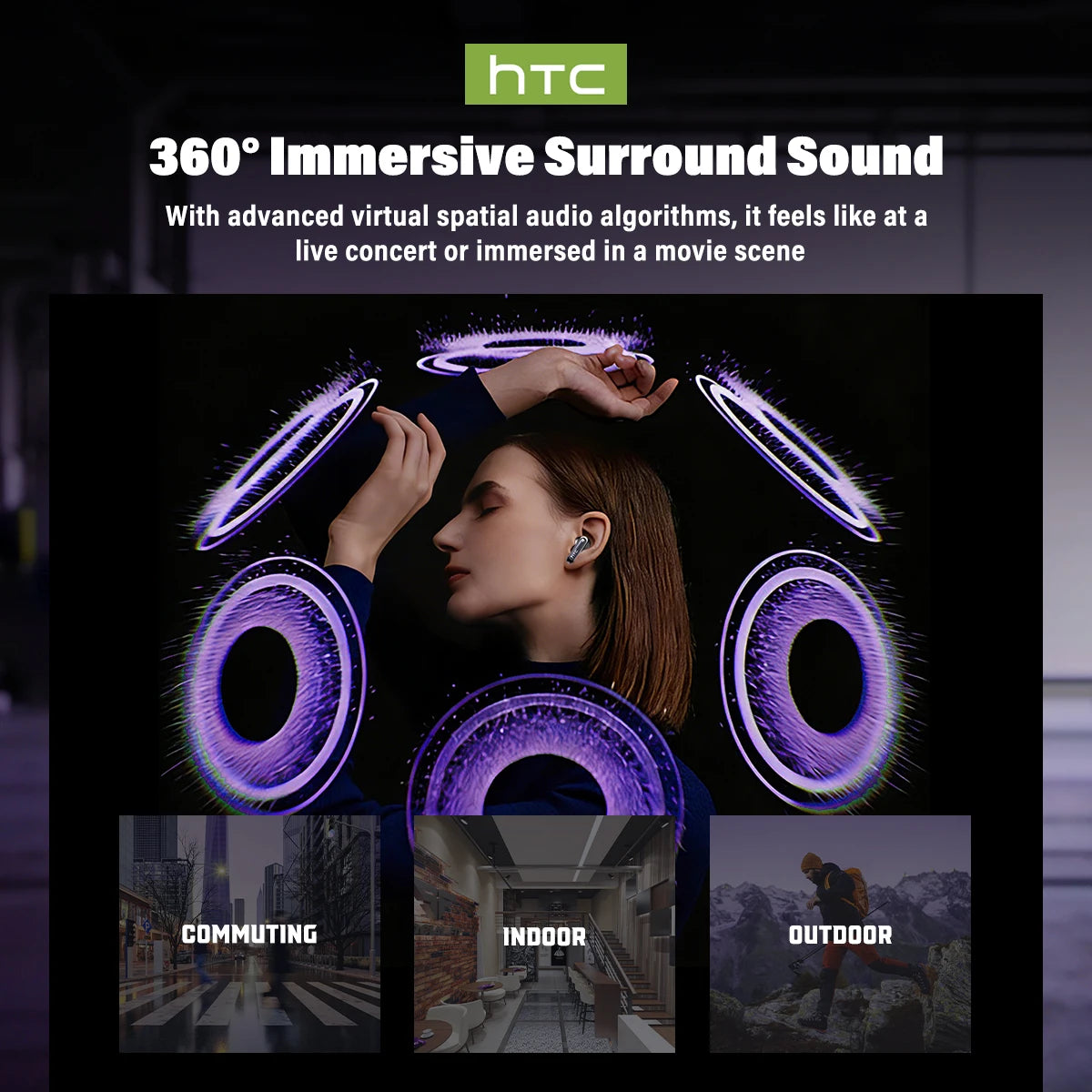 HTC Wireless Headphones NE70 Bluetooth Earphones With AI Translator