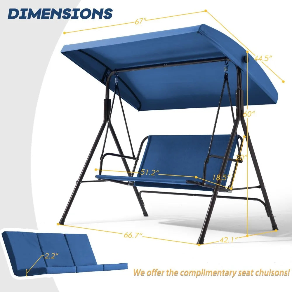 XIAOLANG 3 Seat Patio Swing With Removable Cushions And Canopy