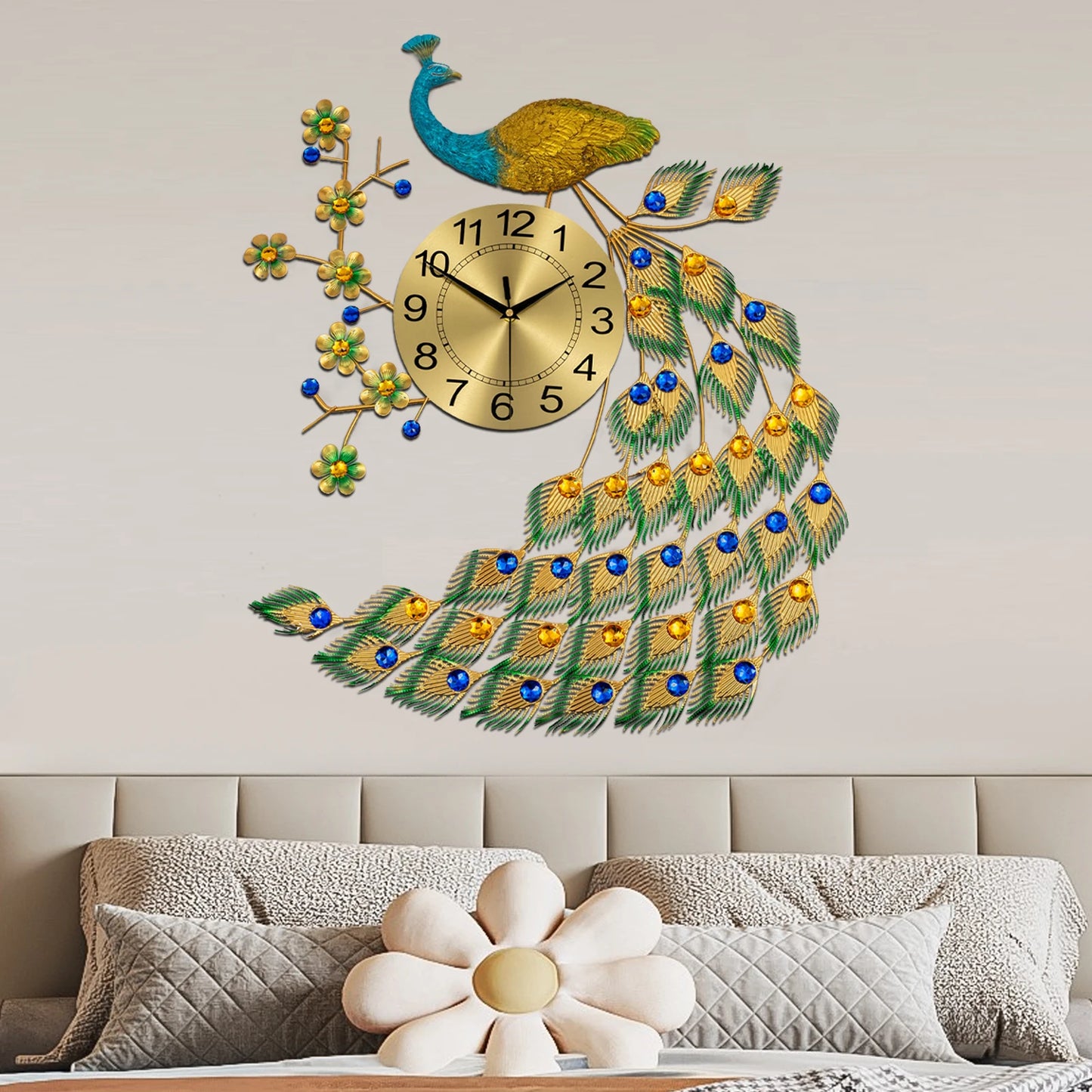 Peacock Wall Clock Modern Art Decoration For Living Rooms