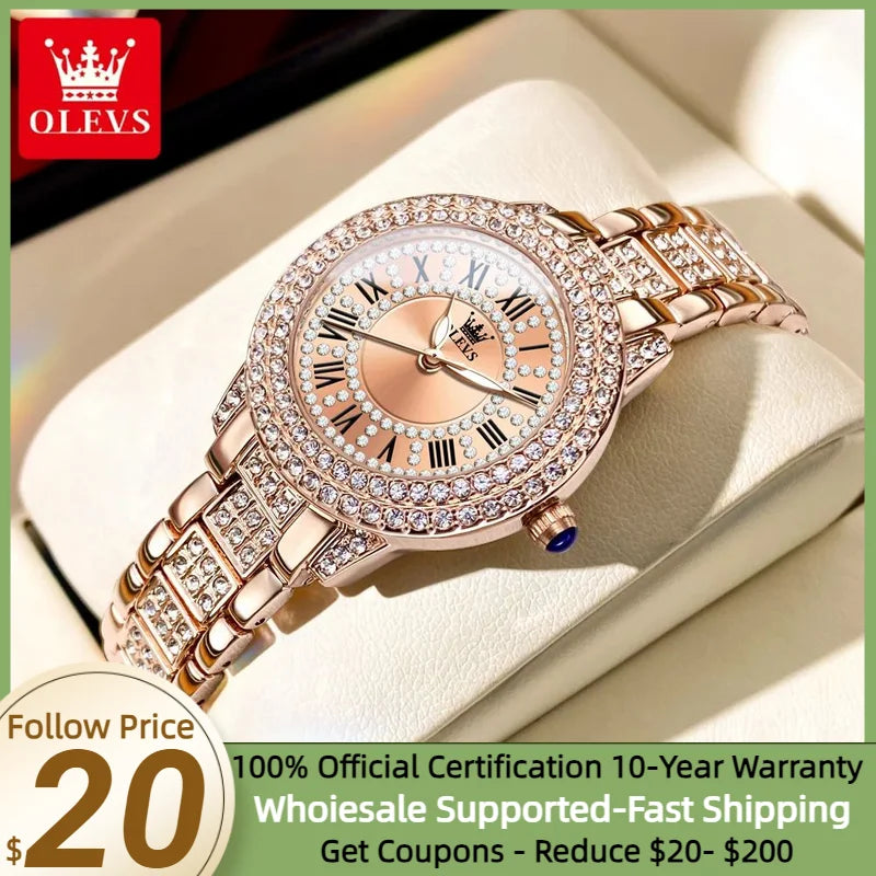 OLEVS Diamond Women's Watch 9943 Stainless Steel Waterproof Quartz
