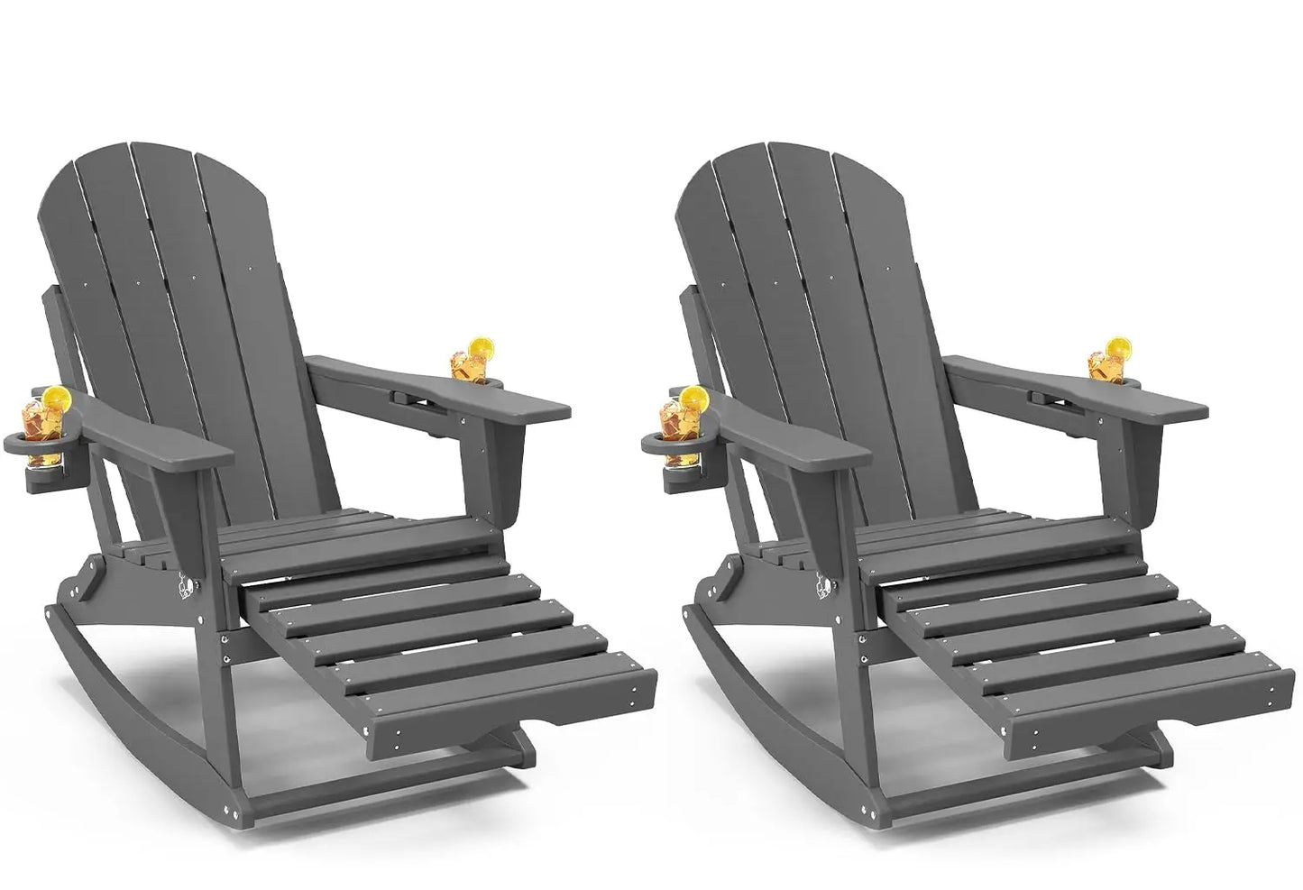 MOYU Adirondack Rocking Chairs Set of 2 With Retractable Ottoman