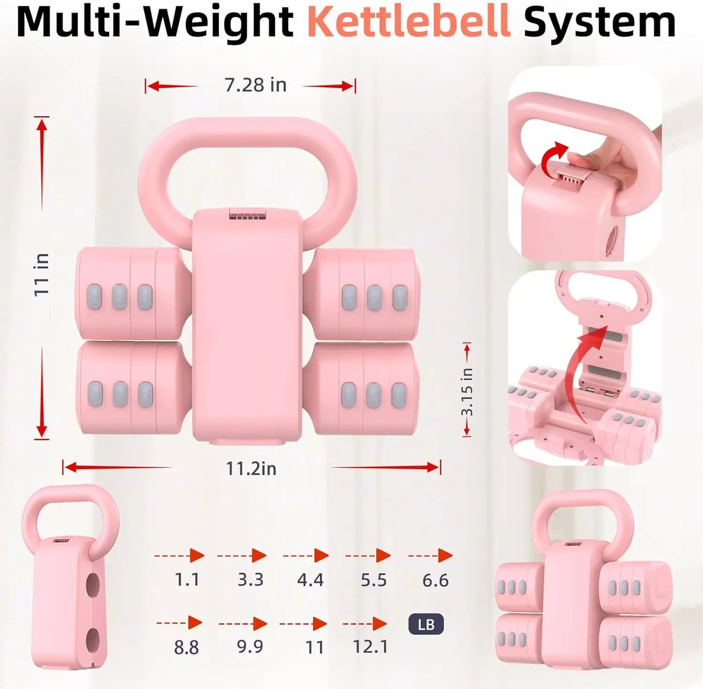 Adjustable Dumbbell Set With Kettlebell Function Four Levels