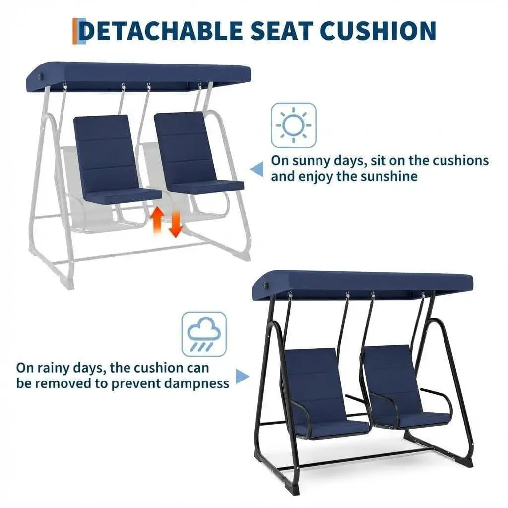 HiMISS Outdoor Swing Chair With Adjustable Canopy For Patio