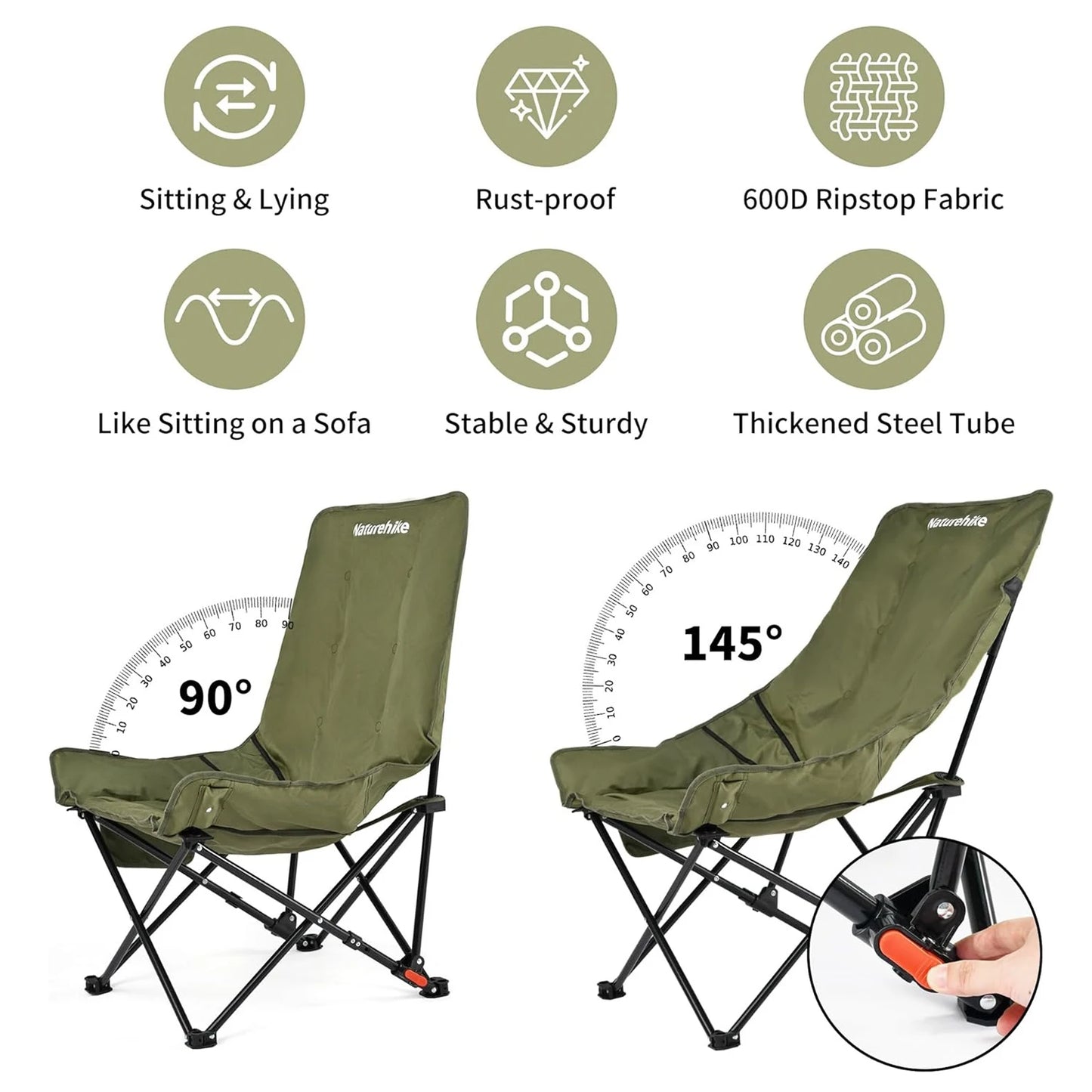 Naturehike High Back Moon Chair Camping Foldable Lounge Chair