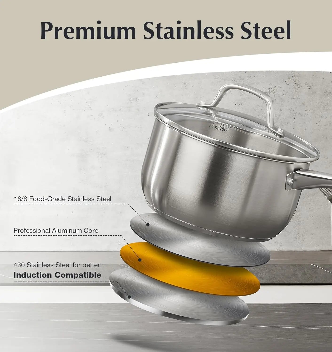 KOCH SYSTEME CS 10-Piece Stainless Steel Induction Cookware Set