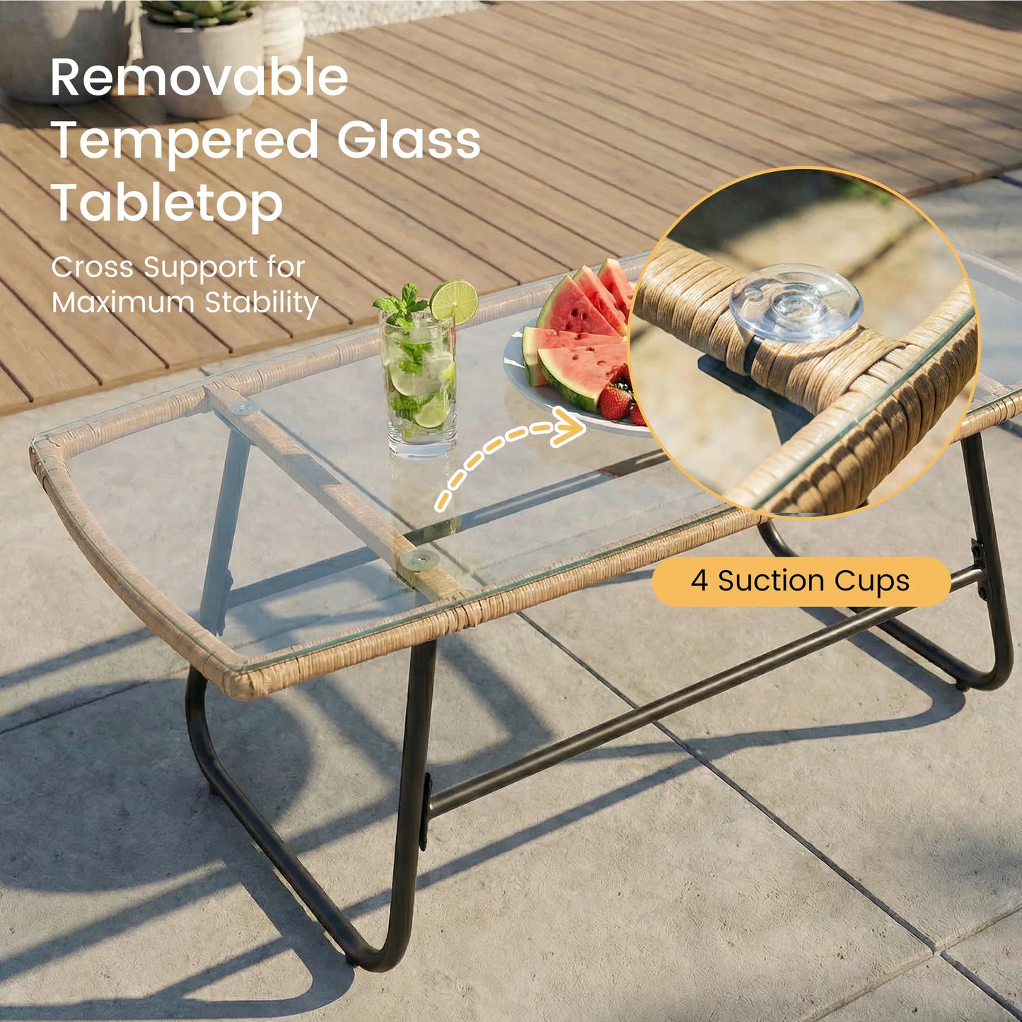 Outdoor Wicker Patio Set 4 Pieces With Soft Cushions