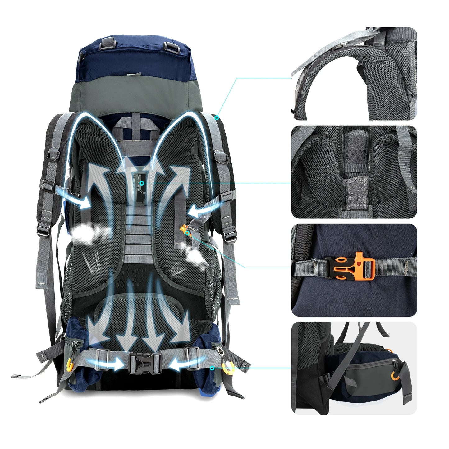 Night Cat Waterproof Internal Frame Hiking Backpack for Men Women