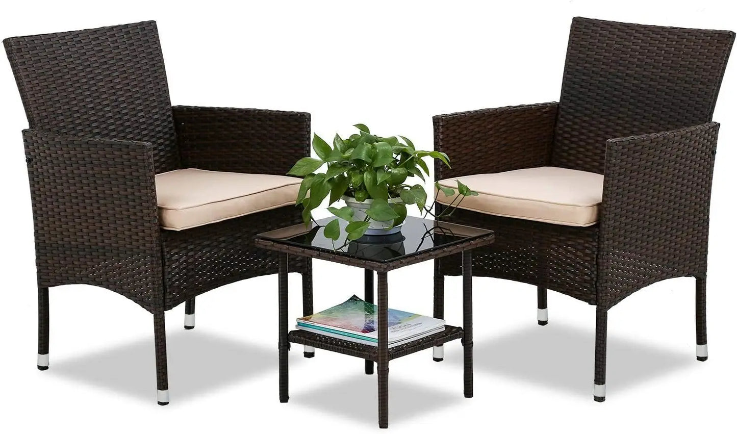 Patio Furniture 5 Piece Outdoor Wicker Conversation Set