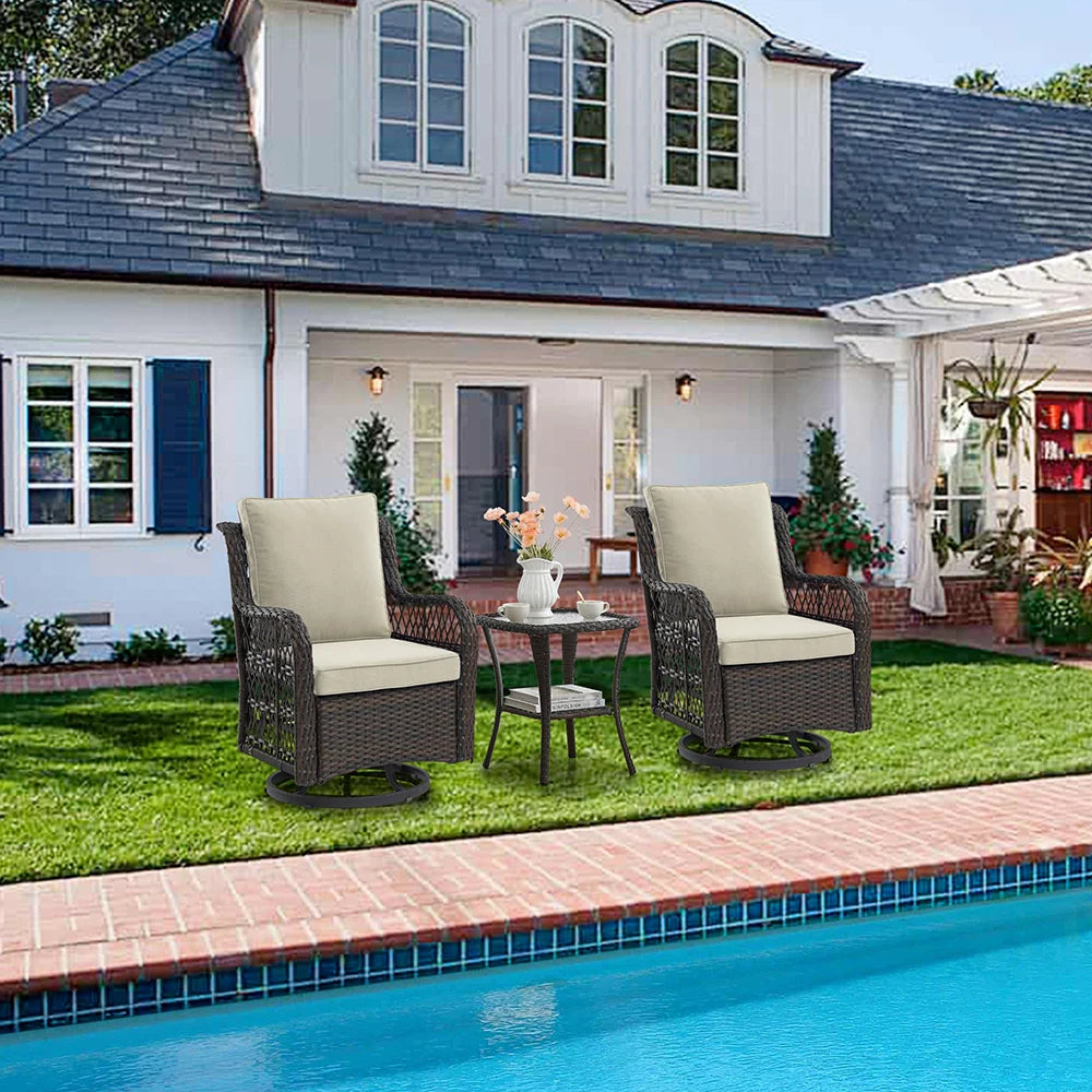 HiMISS 3-Piece Wicker Patio Set With Cushions