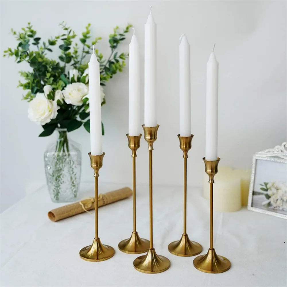 Romantic Metal Taper Candle Holders Set For European Style Decor