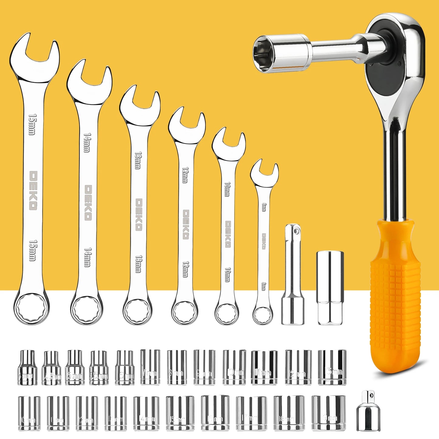 DEKOPRO 228-Piece Socket Wrench Auto Repair Tool Set With Case