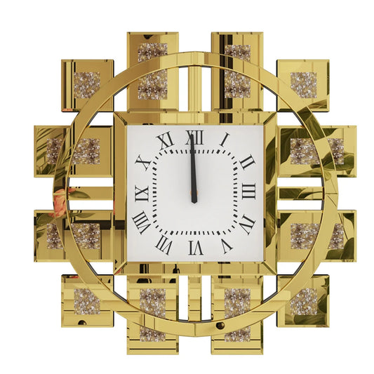Decorative Wall Clock With Crystal Crushed Diamond Inlay, Battery Operated