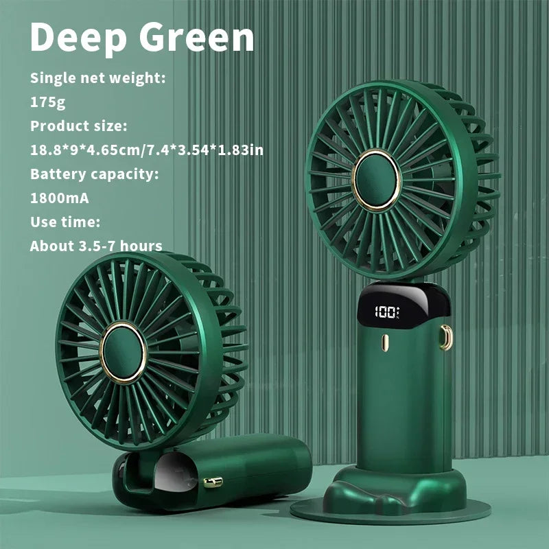 Handheld Foldable USB Rechargeable Fan With LED And 5 Speeds