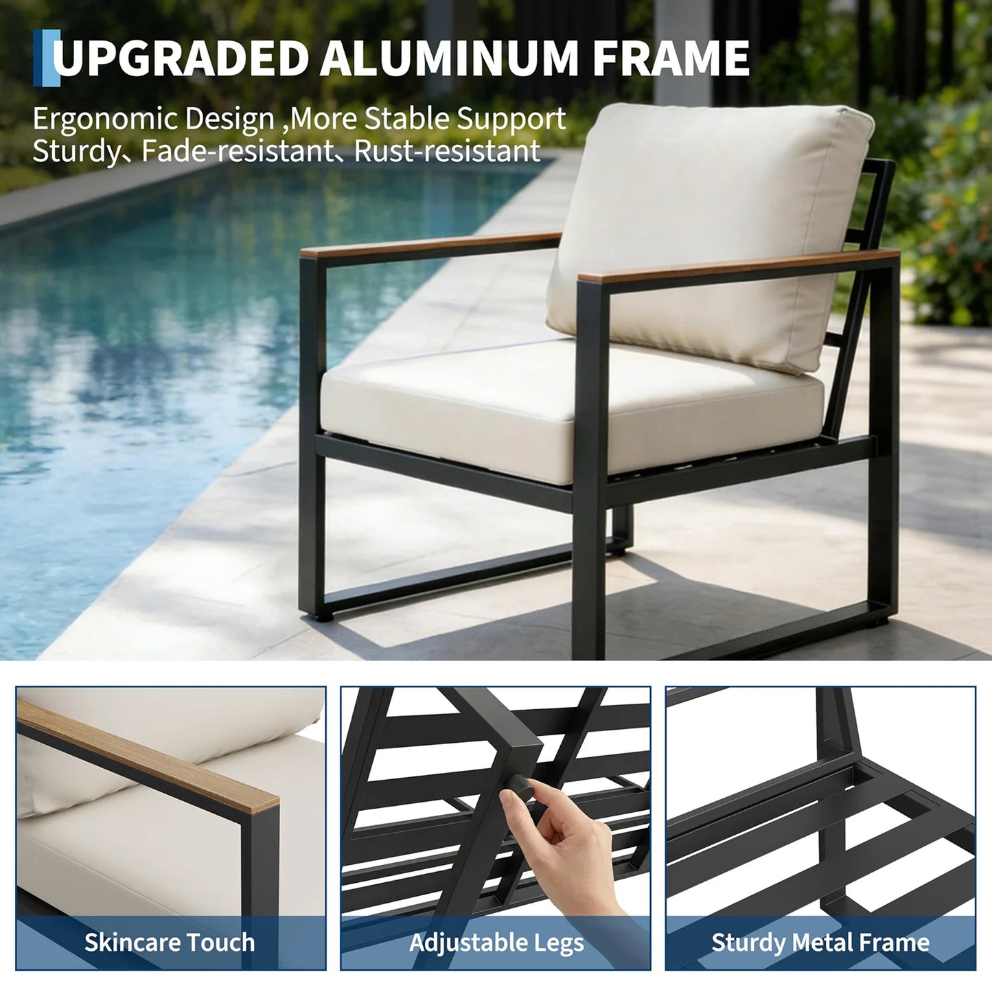 HobbyLane Modern Outdoor 4 Piece Patio Furniture Set With Sofa