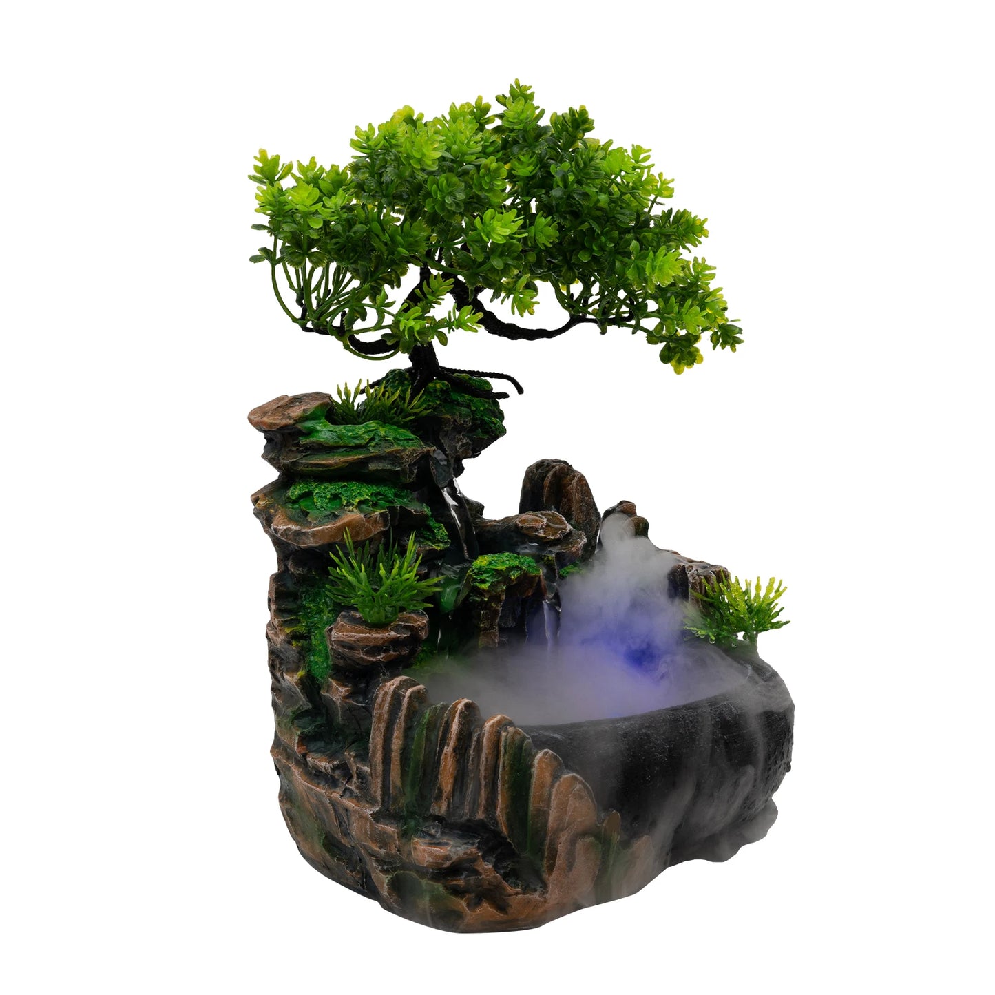 Indoor Tabletop Water Fountain With LED Lights And Atomizer