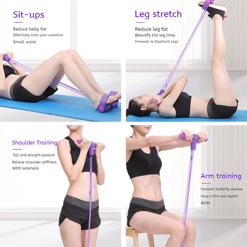 Six-Tube Resistance Band Set With Tension Rope For Full-Body Workouts