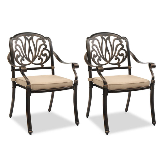 Cast Aluminum Patio Dining Chairs With Cushions Stackable Outdoor Set