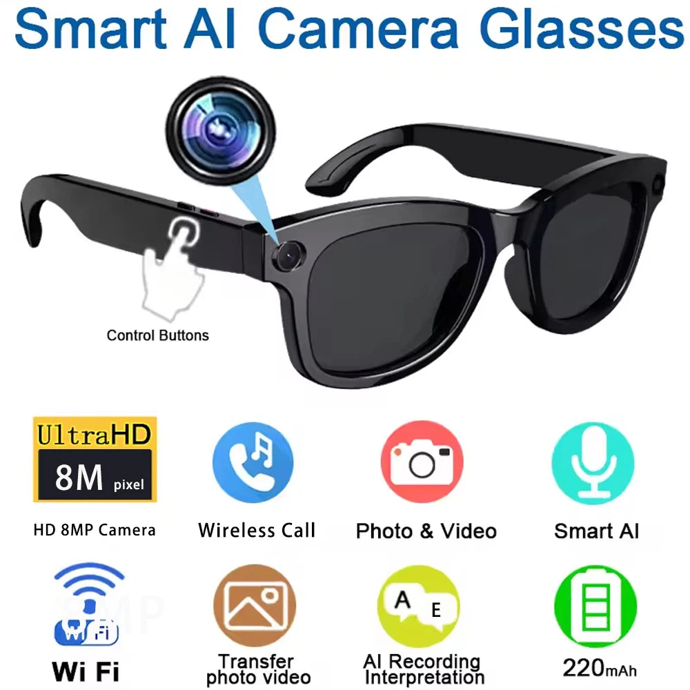 SENBONO Smart Glasses AI Translator 8MP Camera 4K Video